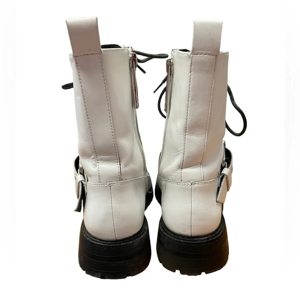 Zara White Lace Up Combat Boots  Size 36 - Picture 3 of 10